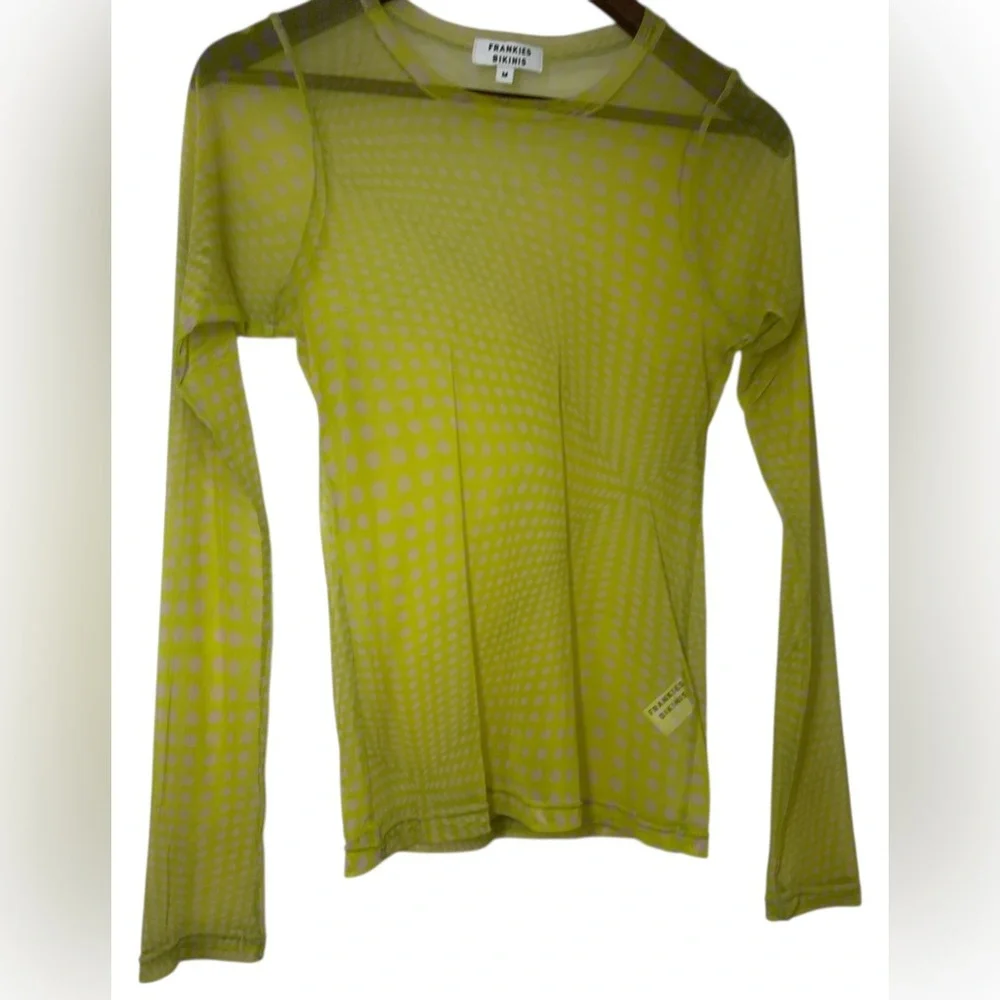 Frankie’s Bikinis Ember Mesh Dots Long Sleeve Shirt Top in Yuma Size Medium